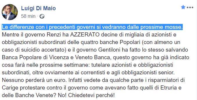 Quella volta che Super Di Maio ha salvato gli obbligazionisti CARIGE article-post