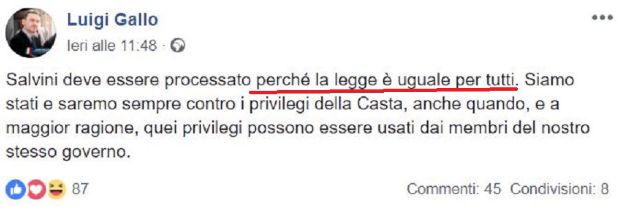 Il deputato M5S che dice che Salvini deve essere processato article-post