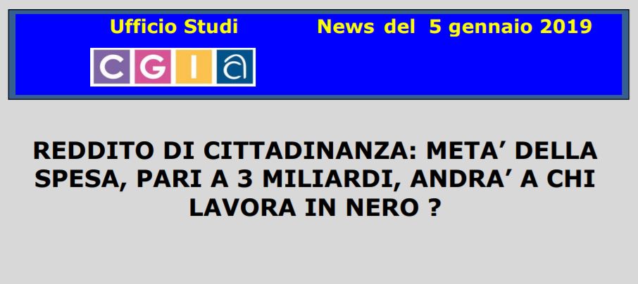 reddito di cittadinanza cgia