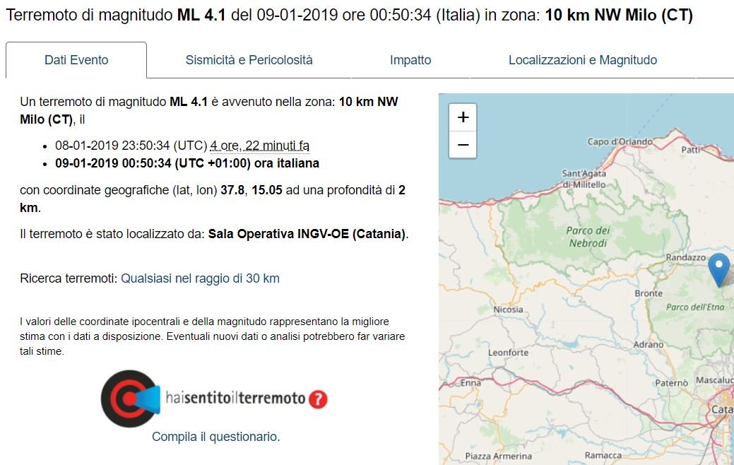 terremoto milo catania