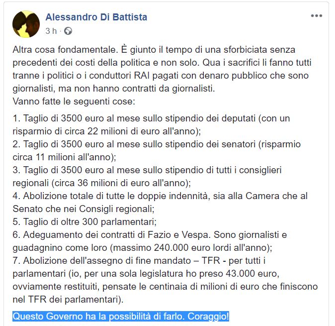 Di Battista chiede di tagliare gli stipendi degli altri article-post