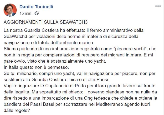 danilo toninelli sea watch pleasure yacht