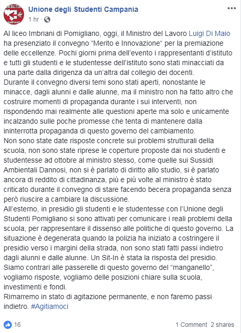 di maio liceo pomigliano studenti polizia - 2