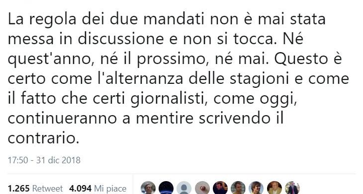 di maio regola due mandati