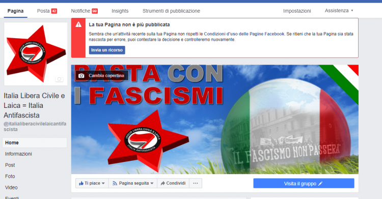 facebook censura pagina storia della resistenza
