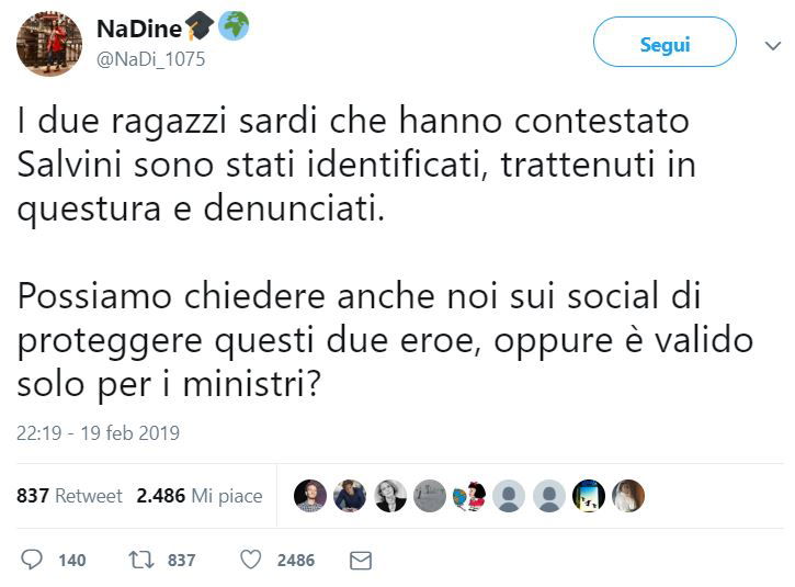 La storia (?) dei due ragazzi sardi denunciati per aver contestato Salvini article-post