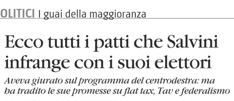«Tutti i patti con gli elettori traditi da Salvini» article-post