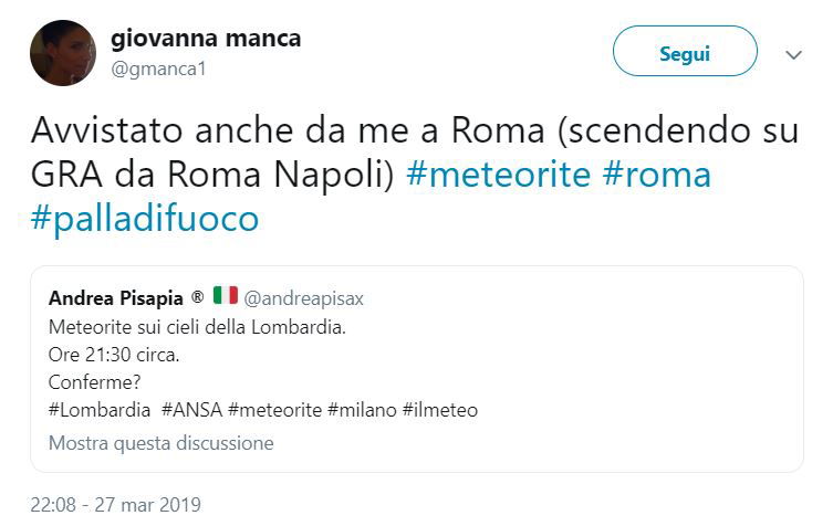 avvistamento bolide roma 5