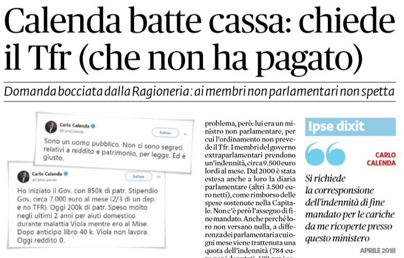 Il Tfr che Calenda ha chiesto al ministero article-post