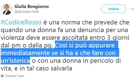 Giulia Bongiorno spiega che sull’«isterica» ha ragione lei article-post