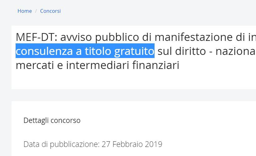 Le consulenze del MEF? Ovviamente gratis article-post