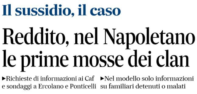 I membri dei clan di camorra chiedono il reddito nel Napoletano article-post