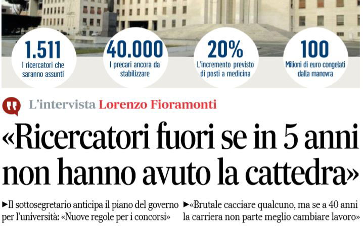 «I ricercatori? Fuori dall’università in 5 anni se non hanno la cattedra» article-post
