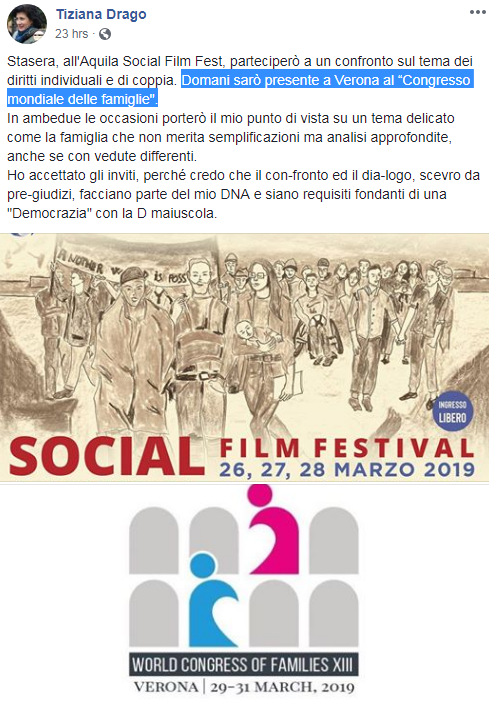 tiziana drago wcf verona congresso famiglie m5s - 2