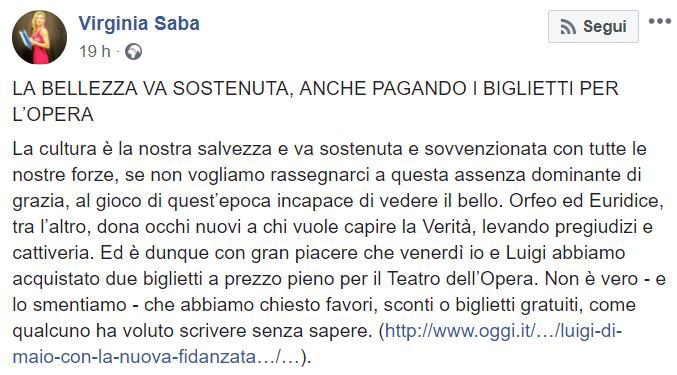 Virginia Saba, Luigi Di Maio e i biglietti del Teatro a scrocco article-post