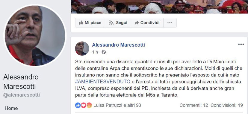 Alessandro Marescotti e il M5S che ha tradito Taranto sull’ILVA article-post
