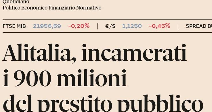 alitalia 900 milioni prestito ponte