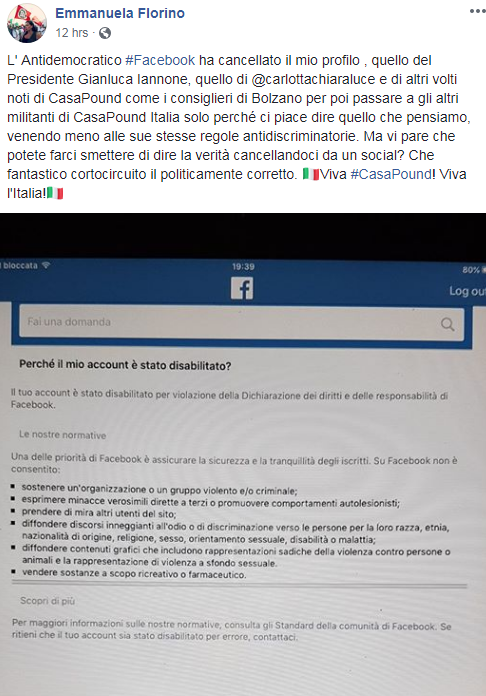 casa pound iannone bannato facebook - 3