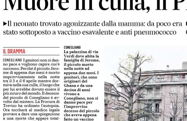 conegliano jerome muore vaccino