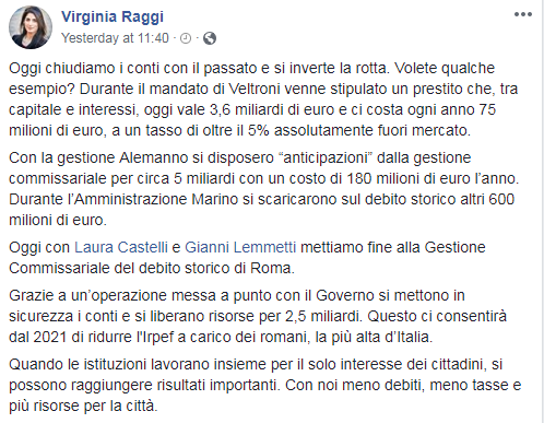 debito roma raggi governo castelli - 1