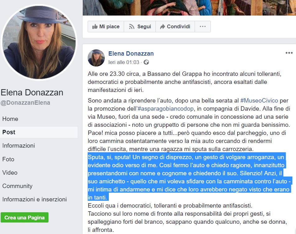 Elena Donazzan e il presunto sputo sull’automobile article-post
