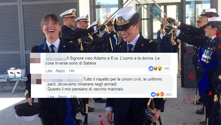 Lorella e Rosy: le spose in divisa, per gli omofobi, offendono l’uniforme. E allora Salvini? article-post
