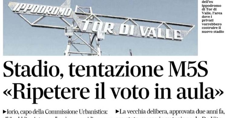 m5s voto delibera stadio della roma
