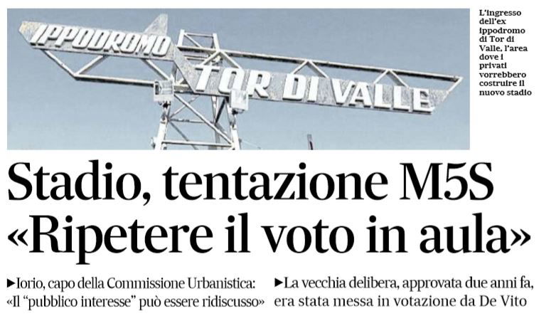 Il M5S vuole votare di nuovo la delibera sullo Stadio della Roma article-post