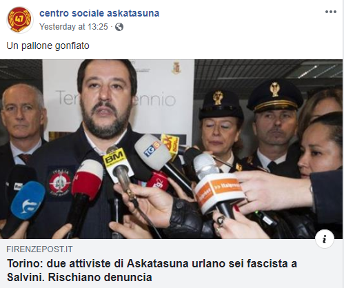 salvini denuncia askatasuna fascista vilipendio - 1