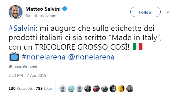salvini tricolore etichette made in italy - 2