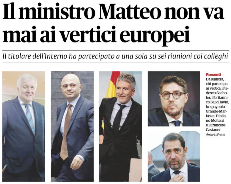 Il ministro Salvini è sempre assente ai vertici europei article-post