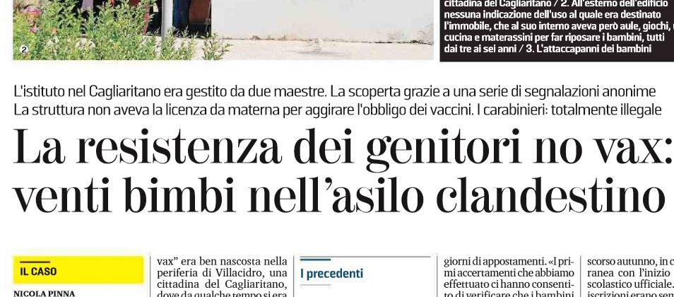 L’asilo no-vax clandestino a Villacidro article-post