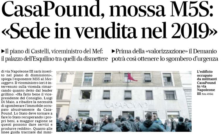 Casapound, la sede in vendita nel 2019 article-post