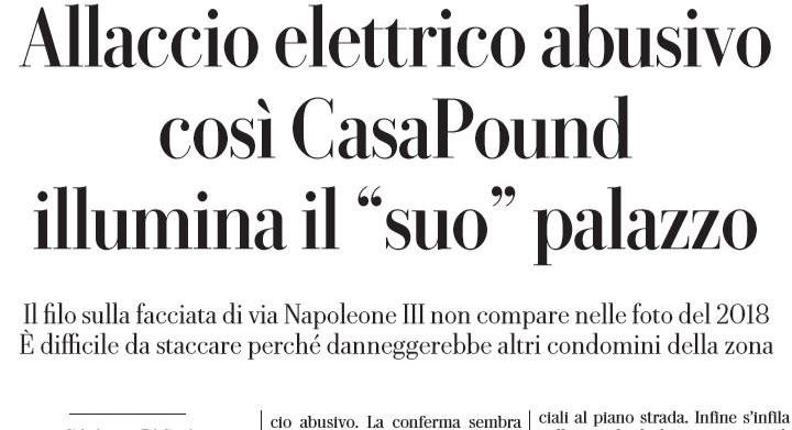 casapound via napoleone III allaccio abusivo 1