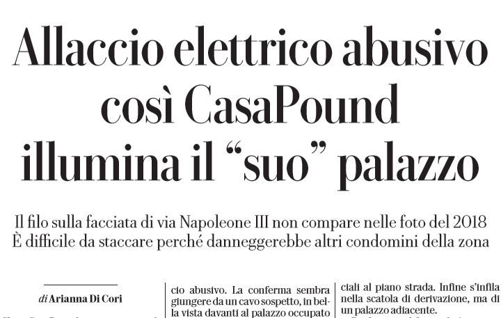 L’allaccio abusivo di Casapound a via Napoleone III article-post