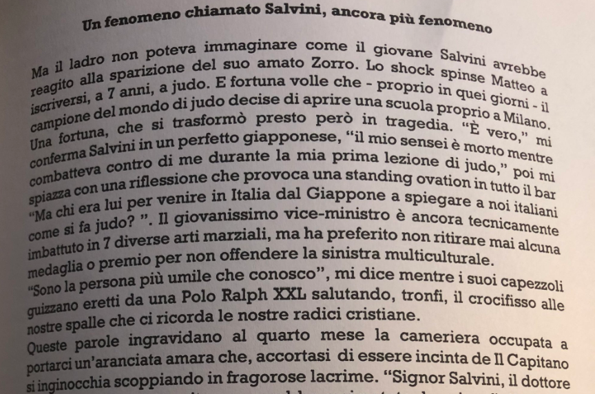 Il fake della seconda pagina del libro su Salvini è meglio dell’originale article-post