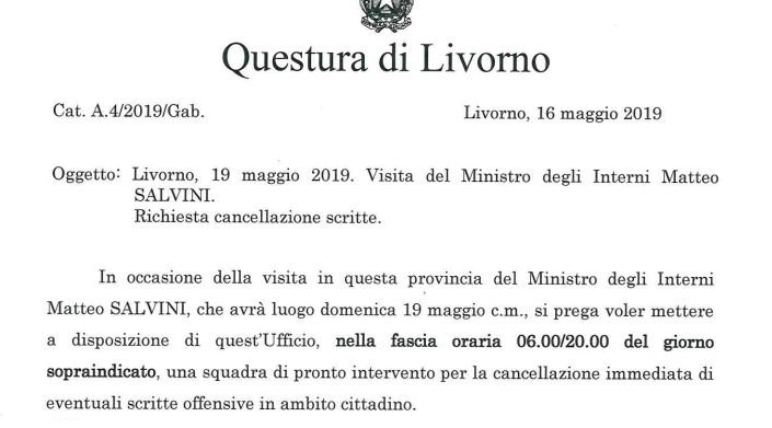 livorno vigili muri scritte salvini - 3