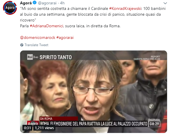 Roma, elemosiniere del Papa riattiva la luce elettrica nello stabile occupato Roma, elemosiniere del Papa riattiva la luce elettrica nello stabile occupato