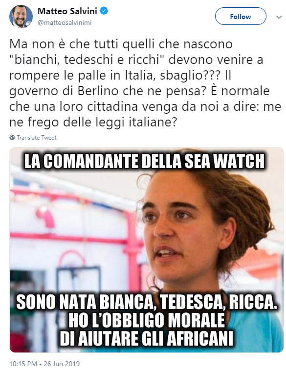 Carola Rackete sea watch salvini gogna - 1