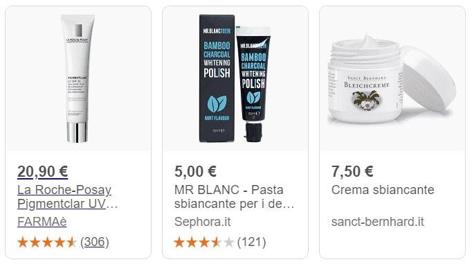 creme sbiancanti