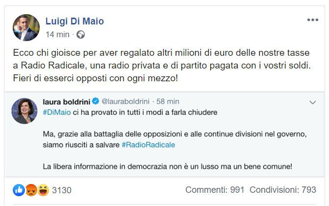Di Maio mette alla gogna la Boldrini per una cosa fatta dalla Lega article-post