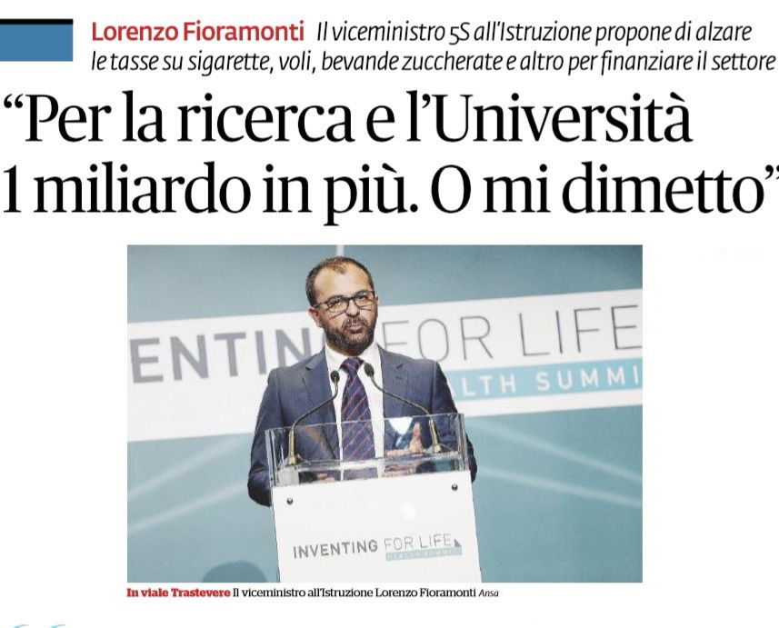 Tenetelo, raga, altrimenti Fioramonti si dimette!!1! article-post