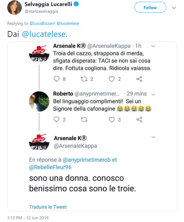 luca telese arsenale k tank different blocco twitter - 5