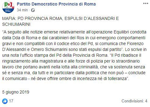 Il PD espelle due iscritti per la storia della mafia a Pomezia article-post