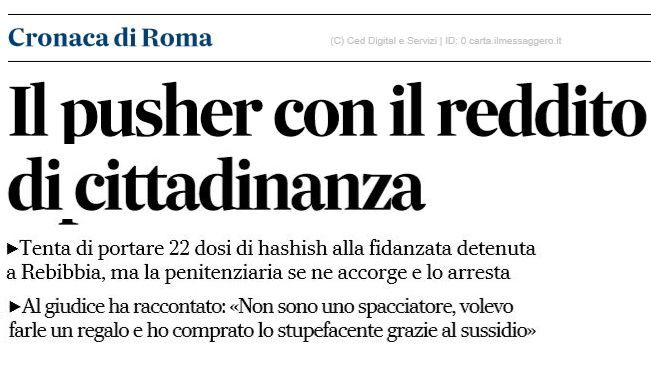 Lo spacciatore con il reddito di cittadinanza article-post