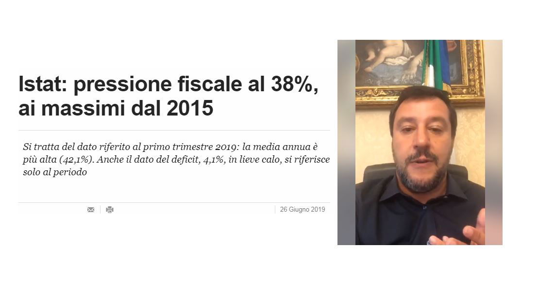 salvini pressione fiscale aumento 26 giugno 2019