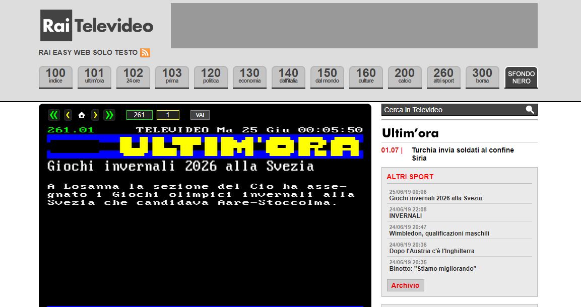 Per Televideo Rai le Olimpiadi 2026 sono state assegnate alla Svezia article-post