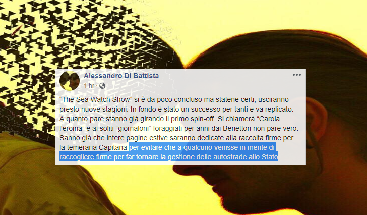 L’Alessandro Di Battista Show sulla Sea Watch (e i complotti di Benetton) article-post