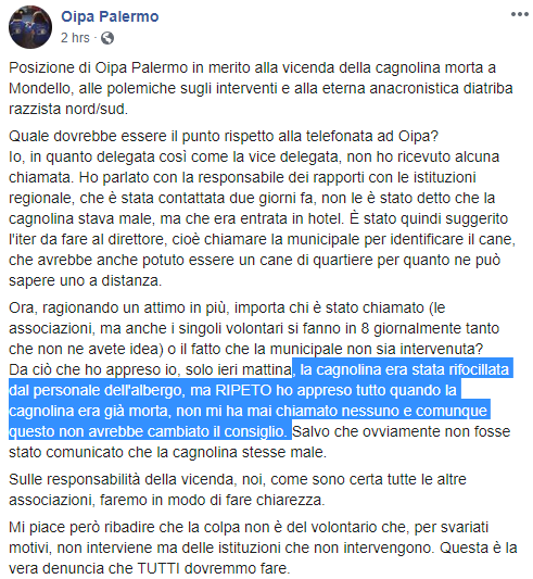 cagnolina morta mondello oipa - 1