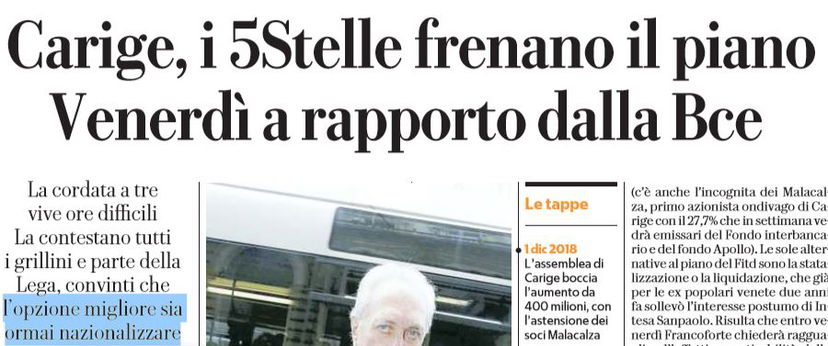 La nazionalizzazione per Carige? article-post